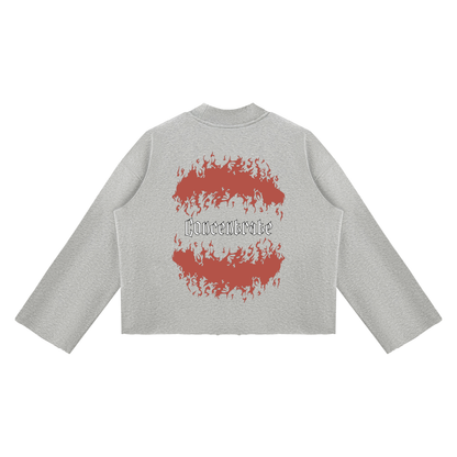 Concentrate Streetwear - Flamed - 350gsm Unisex Mock Neck Raw Edge Boxy Sweatshirt