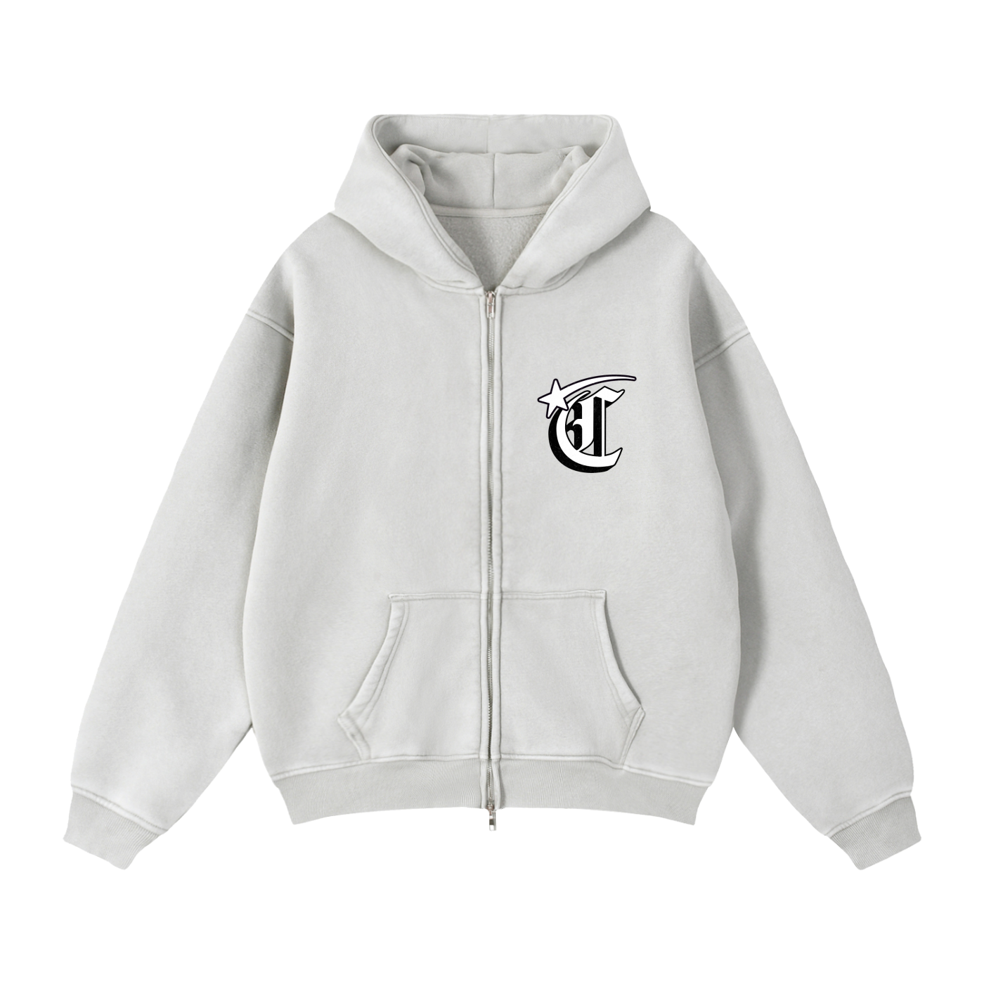 Concentrate Streetwear - Starry Sea - 355gm Zip-Through Boxy Fleece Hoodie