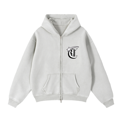 Concentrate Streetwear - Starry Sea - 355gm Zip-Through Boxy Fleece Hoodie