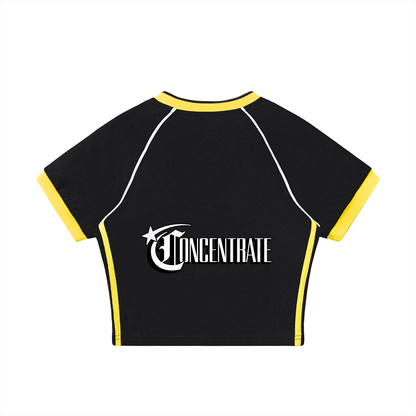 Concentrate Streetwear - Starry Sea - 260gsm Female Jersey Contrast Trim V-Neck Crop T-Shirt