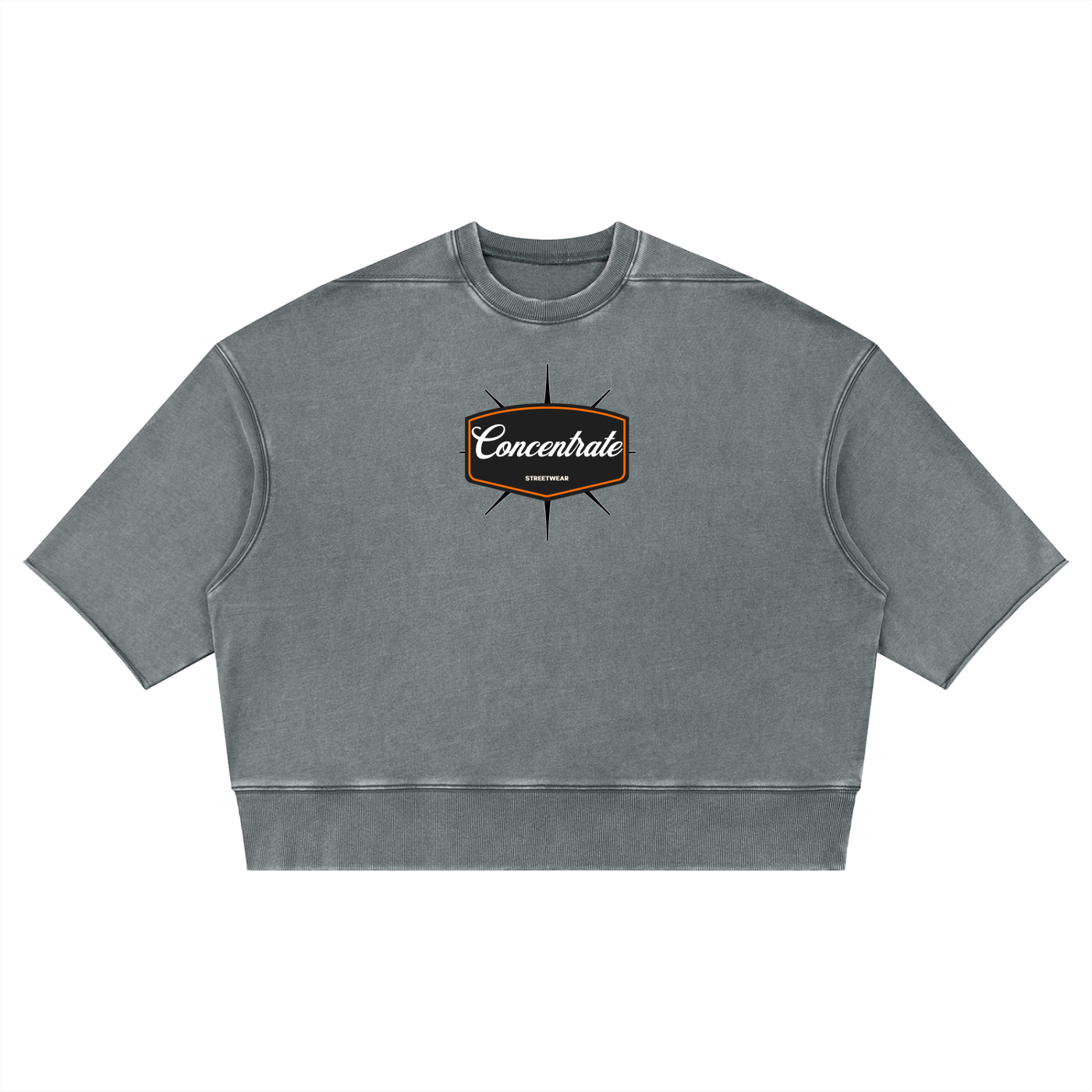 Concentrate Streetwear - 	Pure Emblem - 310gsm Unisex Mineral Wash Boxy Raw Edge T-Shirt