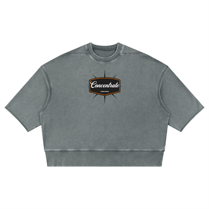 Concentrate Streetwear - 	Pure Emblem - 310gsm Unisex Mineral Wash Boxy Raw Edge T-Shirt