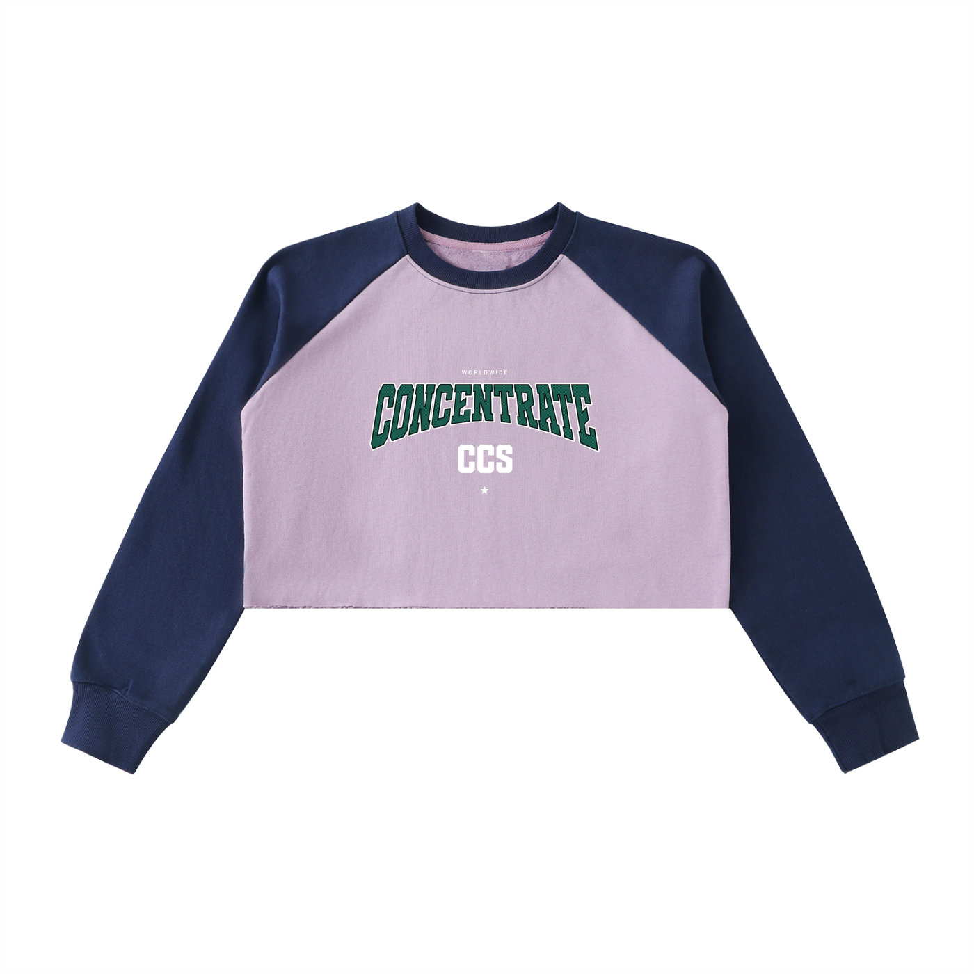 Concentrate Streetwear - Drop out - 420gsm Raw-Hem Color-Block Raglan Crop Sweatshirt