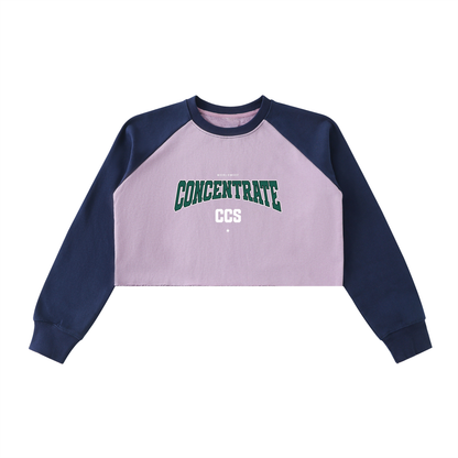 Concentrate Streetwear - Drop out - 420gsm Raw-Hem Color-Block Raglan Crop Sweatshirt