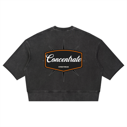 Concentrate Streetwear - 	Pure Emblem - 310gsm Unisex Mineral Wash Boxy Raw Edge T-Shirt
