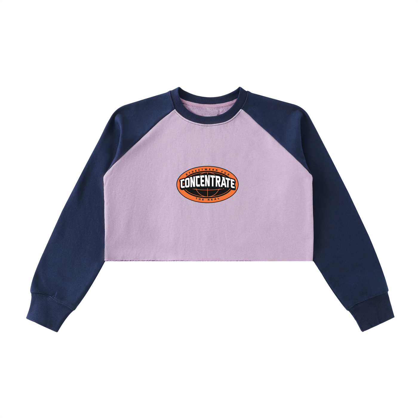Concentrate Streetwear- The Real -   420gsm Raw-Hem Color-Block Raglan Crop Sweatshirt