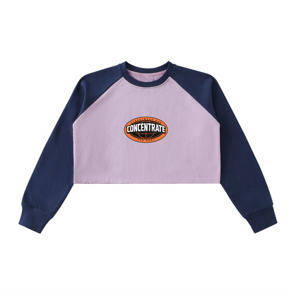 Concentrate Streetwear- The Real -   420gsm Raw-Hem Color-Block Raglan Crop Sweatshirt
