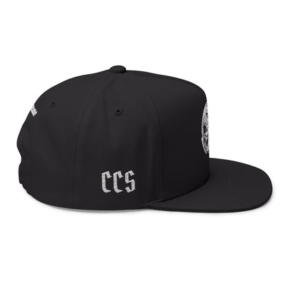 Concentrate Collective Streetwear - CCS - Flat Bill Snap Back Cap Embroidered White Logo