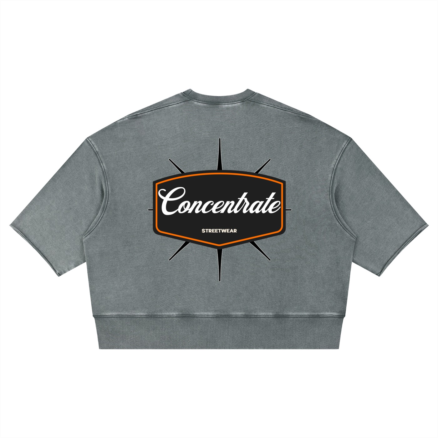 Concentrate Streetwear - 	Pure Emblem - 310gsm Unisex Mineral Wash Boxy Raw Edge T-Shirt