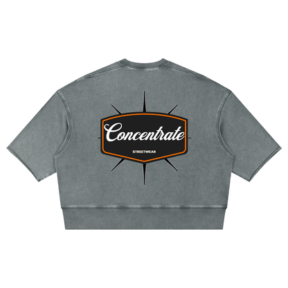 Concentrate Streetwear - 	Pure Emblem - 310gsm Unisex Mineral Wash Boxy Raw Edge T-Shirt