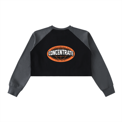 Concentrate Streetwear- The Real -   420gsm Raw-Hem Color-Block Raglan Crop Sweatshirt