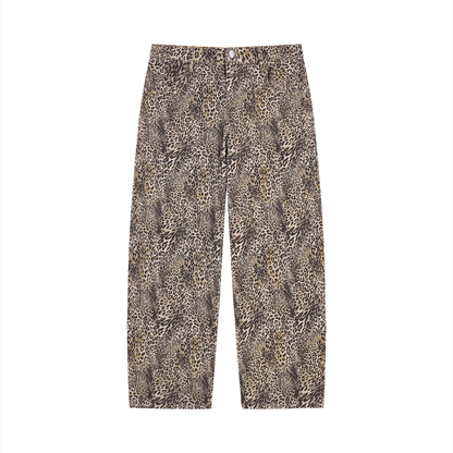 Concentrate Streetwear - Unisex Vintage Wash Leopard Wide Leg Jeans