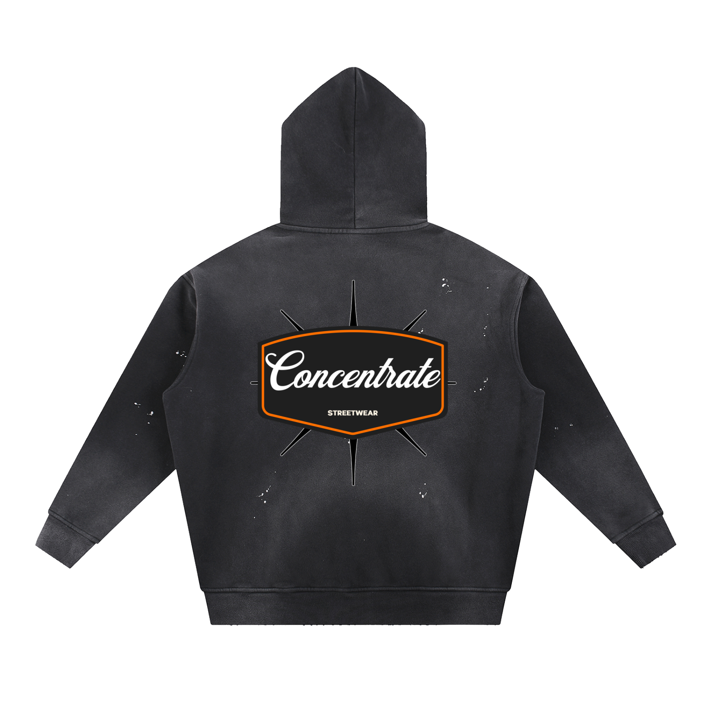 Concentrate Streetwear - 	Pure Emblem - 360gsm Vintage Washed Frayed Fleece Hoodie