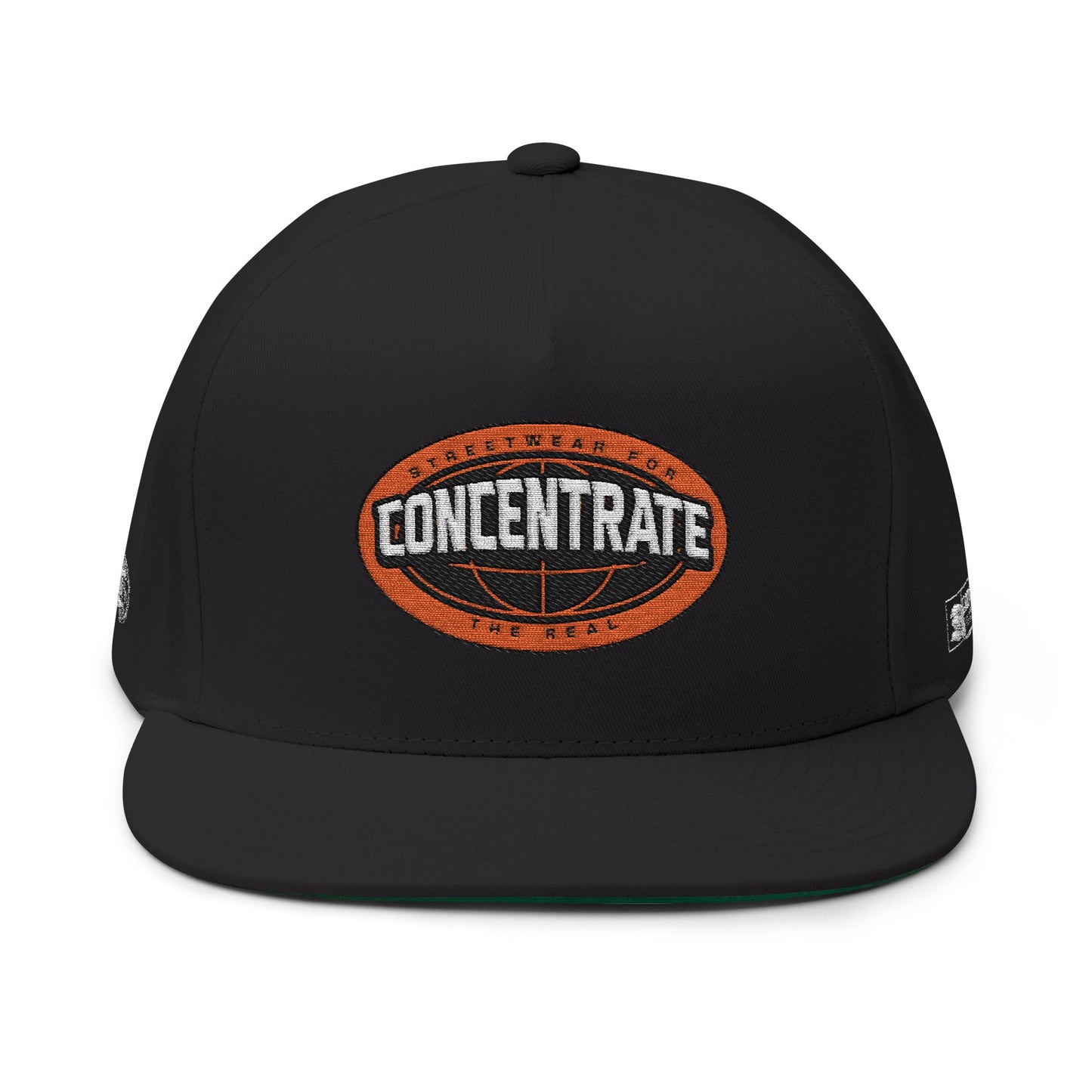 Concentrate Collective Streetwear - The Real - Flat Bill Snap Back Cap Embroidered Logo