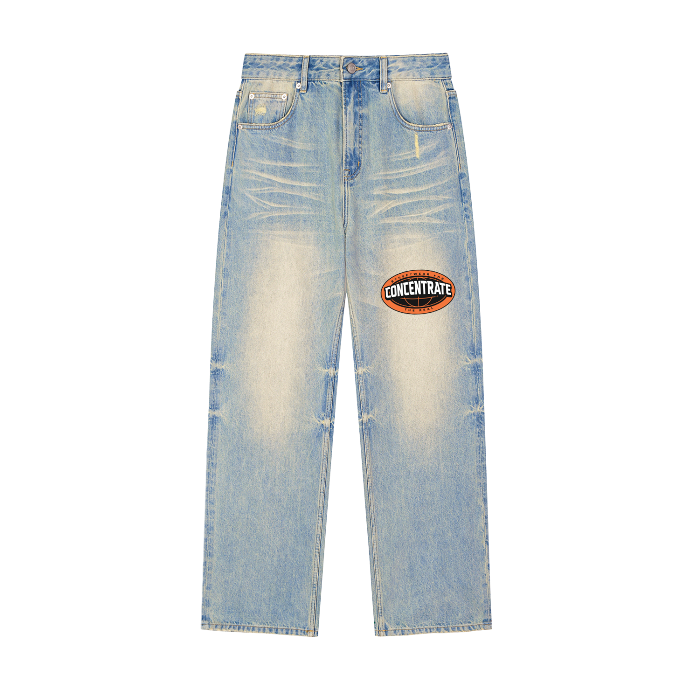 Concentrate Streetwear - CCS - The Real - 385gsm Sun Fade Raw Hem Denim Jeans