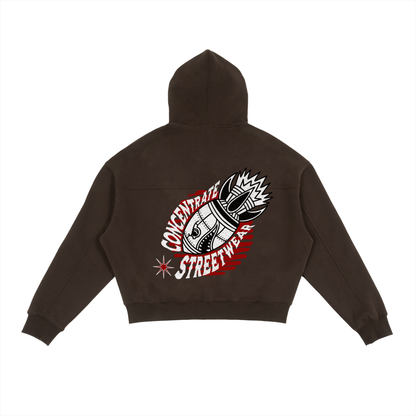 Concentrate Streetwear - CCS - Anti Control - 360gsm Fleece Zip-Up Boxy Hoodie