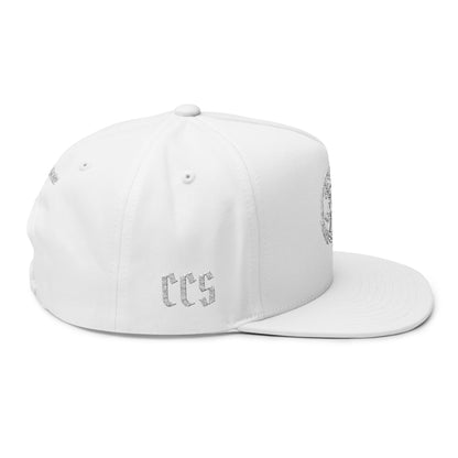 Concentrate Collective Streetwear - CCS - Flat Bill Snap Back Cap Embroidered White Logo