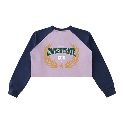 Concentrate Streetwear - Drop out - 420gsm Raw-Hem Color-Block Raglan Crop Sweatshirt