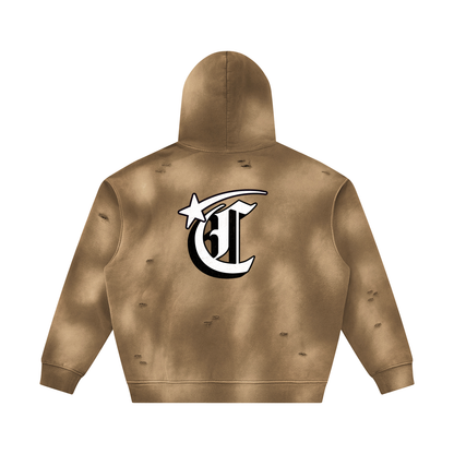 Concentrate Streetwear - Starry - 350gsm Unisex Sunfade Frayed Fleece Hoodie