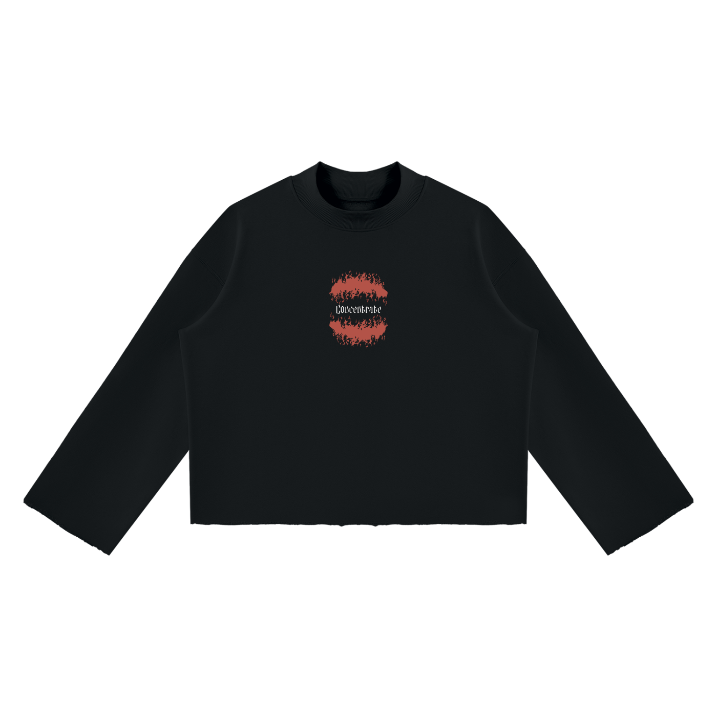 Concentrate Streetwear - Flamed - 350gsm Unisex Mock Neck Raw Edge Boxy Sweatshirt