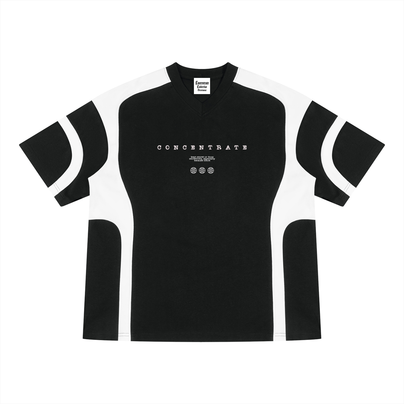 Concentrate Streetwear - Wire - 230gsm Unisex Color Block V-Neck T-Shirt