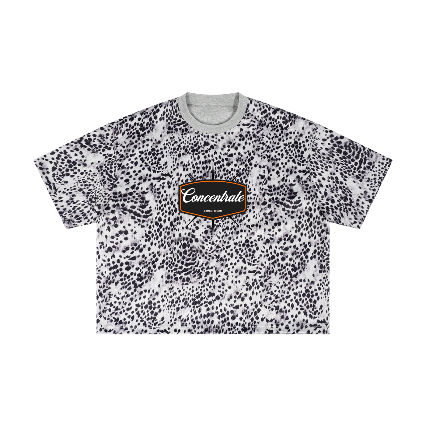 Concentrate Streetwear - 	Pure Emblem - 240gsm Unisex Leopard Print Boxy T-Shirt