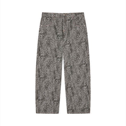 Concentrate Streetwear - Unisex Vintage Wash Leopard Wide Leg Jeans