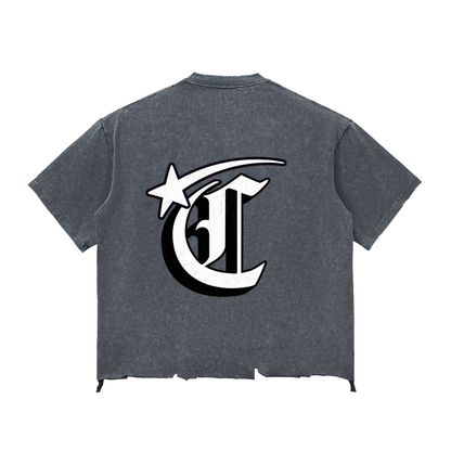 Concentrate Streetwear - Starry Sea - 340gsm Snow Wash Raw-Hem Boxy T-shirt