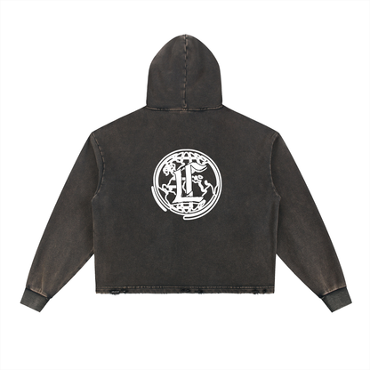 Concentrate Streetwear - CCS - 340gsm Vintage Washed Frayed-Hem Hoodie