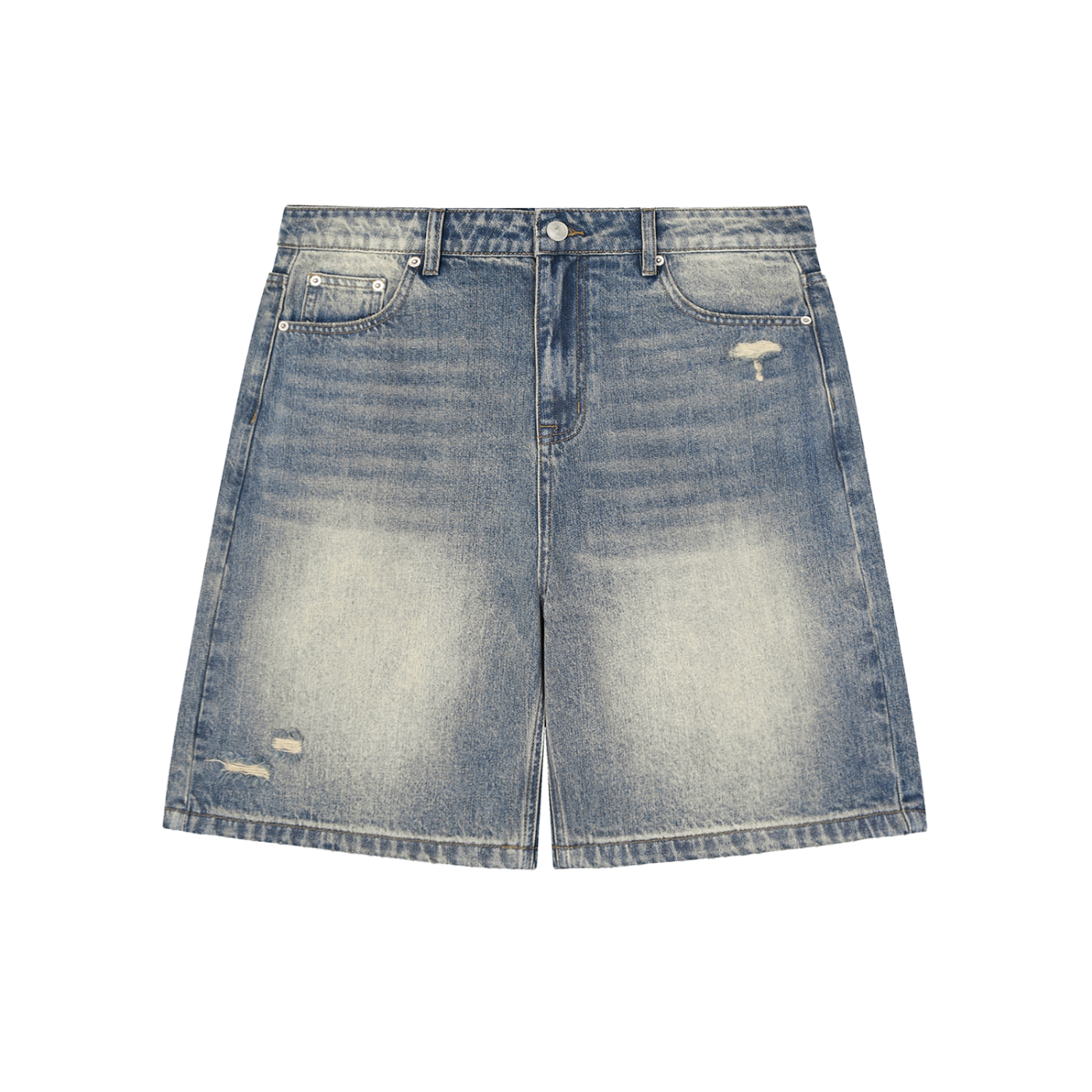 Concentrate Streetwear - Faded Distressed Baggy Denim Shorts/Jorts