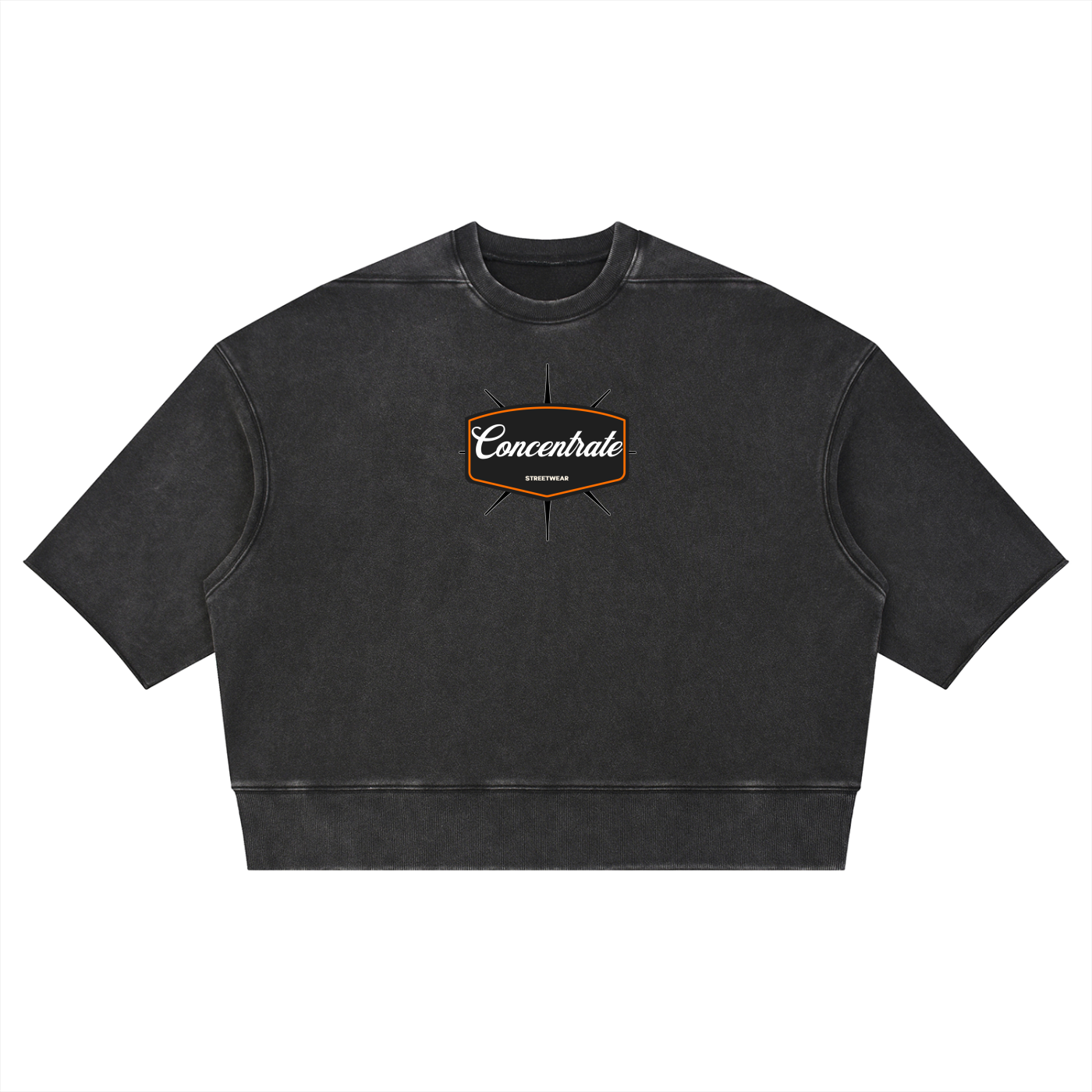 Concentrate Streetwear - 	Pure Emblem - 310gsm Unisex Mineral Wash Boxy Raw Edge T-Shirt