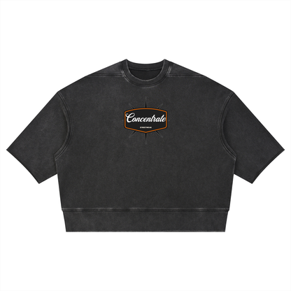 Concentrate Streetwear - 	Pure Emblem - 310gsm Unisex Mineral Wash Boxy Raw Edge T-Shirt