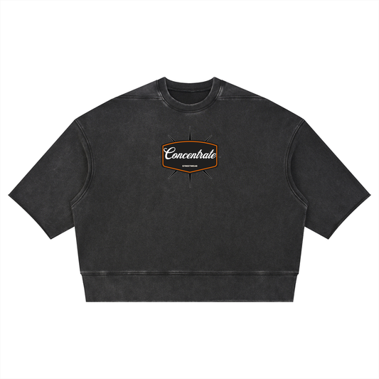 Concentrate Streetwear - 	Pure Emblem - 310gsm Unisex Mineral Wash Boxy Raw Edge T-Shirt