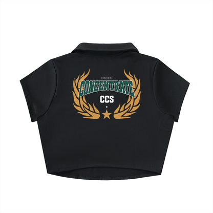 Concentrate Streetwear - Drop Out -210gsm V-Neck Lapel Crop Top