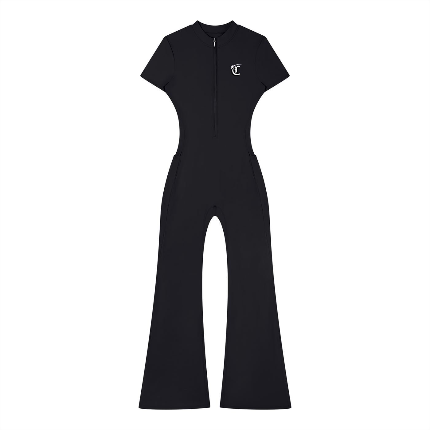 Concentrate Streetwear - Starry Sea - 230gsm Women’s Tight Flared Leg Quarter-Zip Jumpsuit