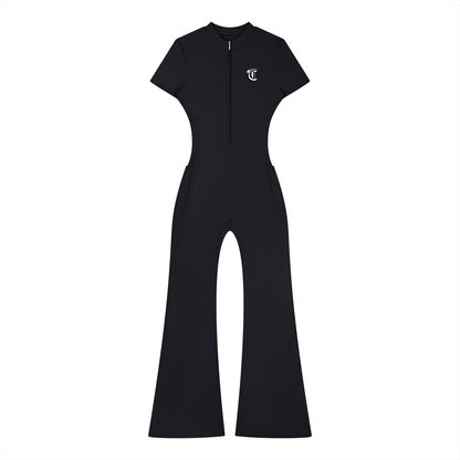Concentrate Streetwear - Starry Sea - 230gsm Women’s Tight Flared Leg Quarter-Zip Jumpsuit