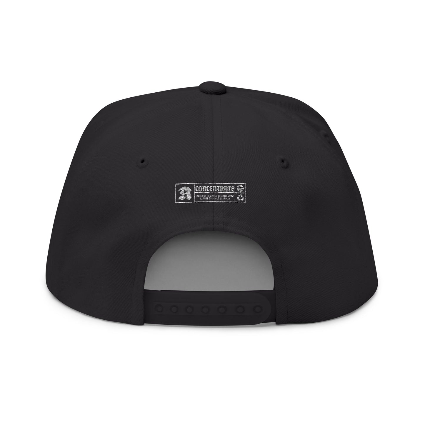 Concentrate Collective Streetwear - CCS - Flat Bill Snap Back Cap Embroidered White Logo