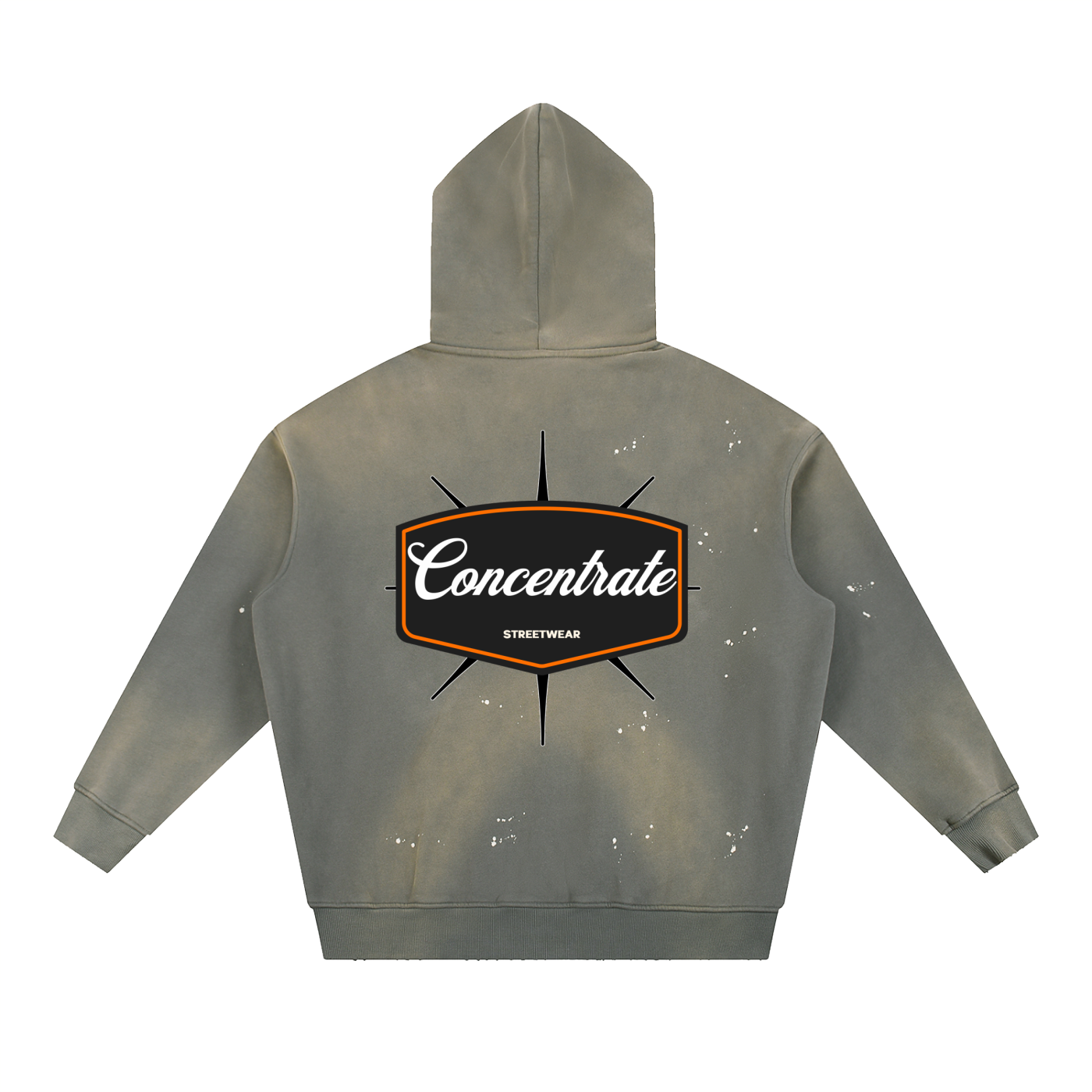 Concentrate Streetwear - 	Pure Emblem - 360gsm Vintage Washed Frayed Fleece Hoodie