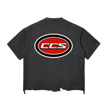 Concentrate Streetwear - Red Cent CCs - 340gsm Snow Wash Raw-Hem Boxy T-shirt