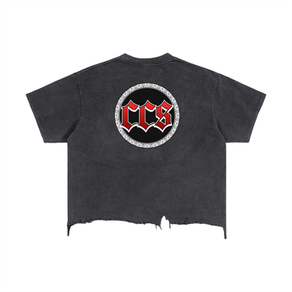 Concentrate Streetwear - Savage Crest CCS - 240gsm Vintage Wash Boxy Distressed Hem T-Shirt