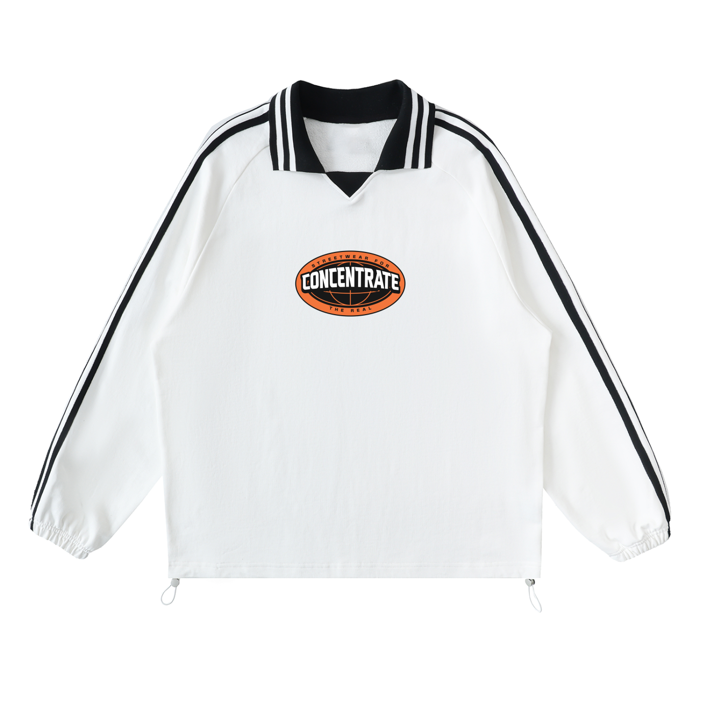 Concentrate Streetwear - The Real - 380gsm Striped Lapel Collar Sweatshirt