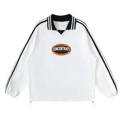 Concentrate Streetwear - The Real - 380gsm Striped Lapel Collar Sweatshirt
