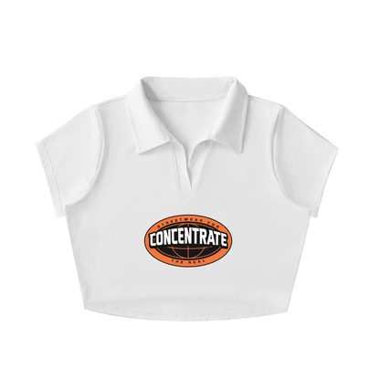 Concentrate Streetwear - The Real - 210gsm V-Neck Lapel Crop Top