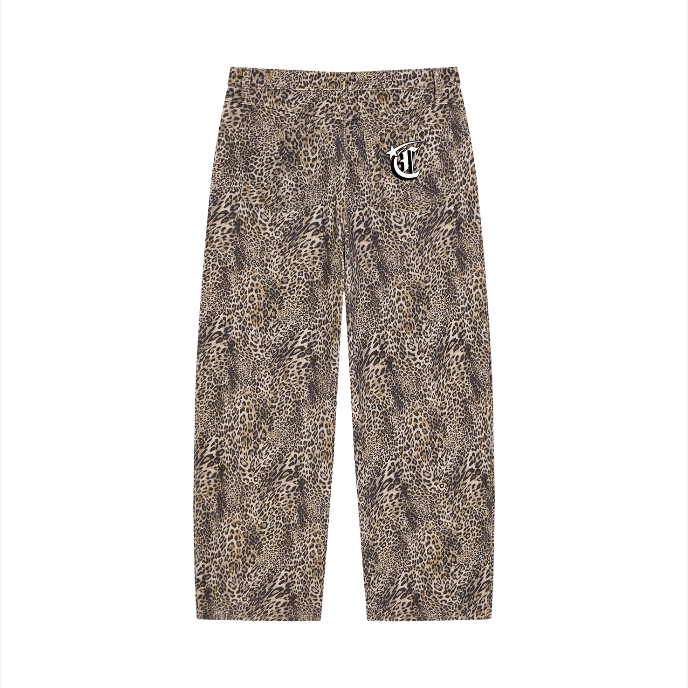 Concentrate Streetwear - Unisex Vintage Wash Leopard Wide Leg Jeans