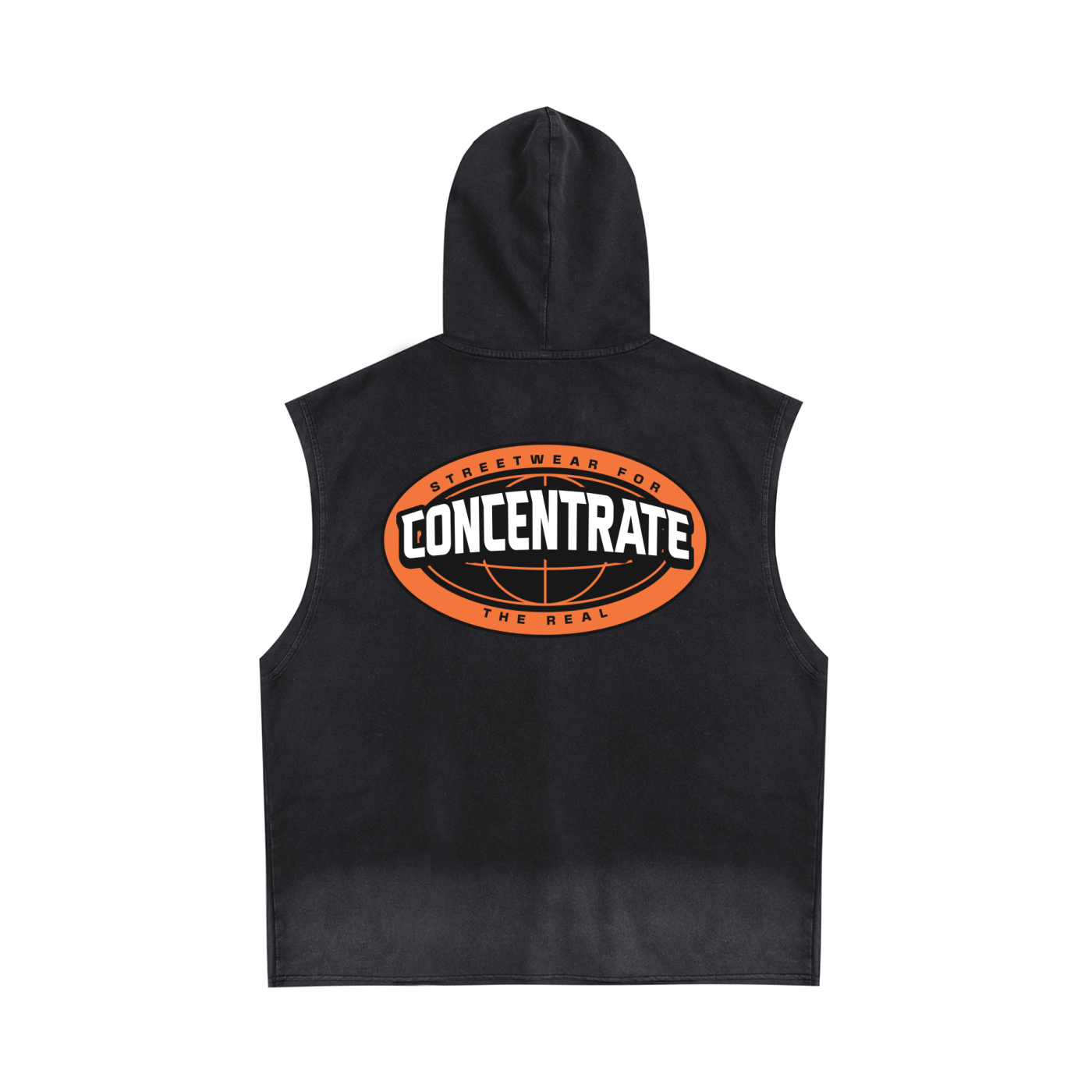 Concentrate Streetwear - The Real - 240gsm Vintage Washed Zip-Up Hooded Tank Top