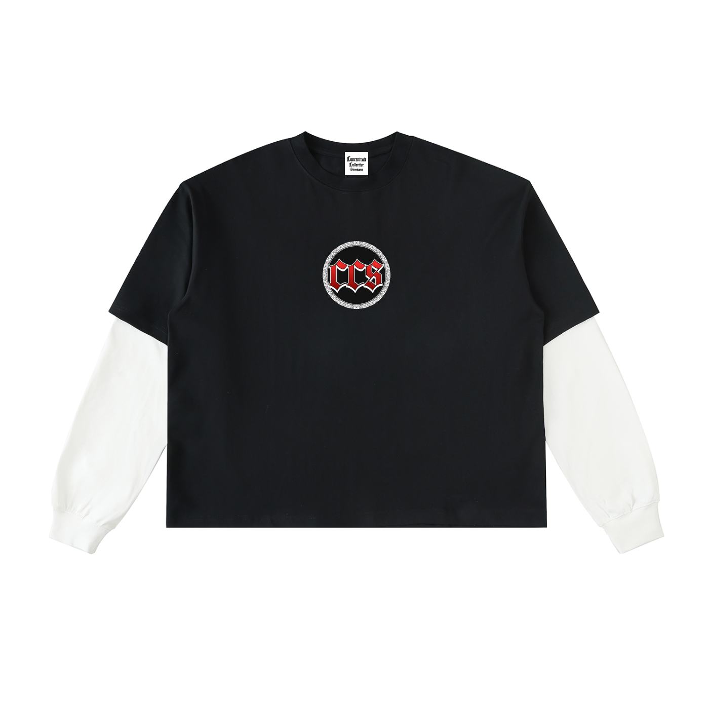 Concentrate Streetwear - Savage Crest CCS - 280gsm Layered Contrast Sleeve Cotton T-Shirt
