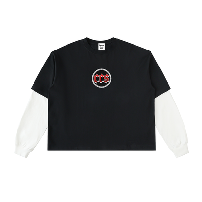 Concentrate Streetwear - Savage Crest CCS - 280gsm Layered Contrast Sleeve Cotton T-Shirt
