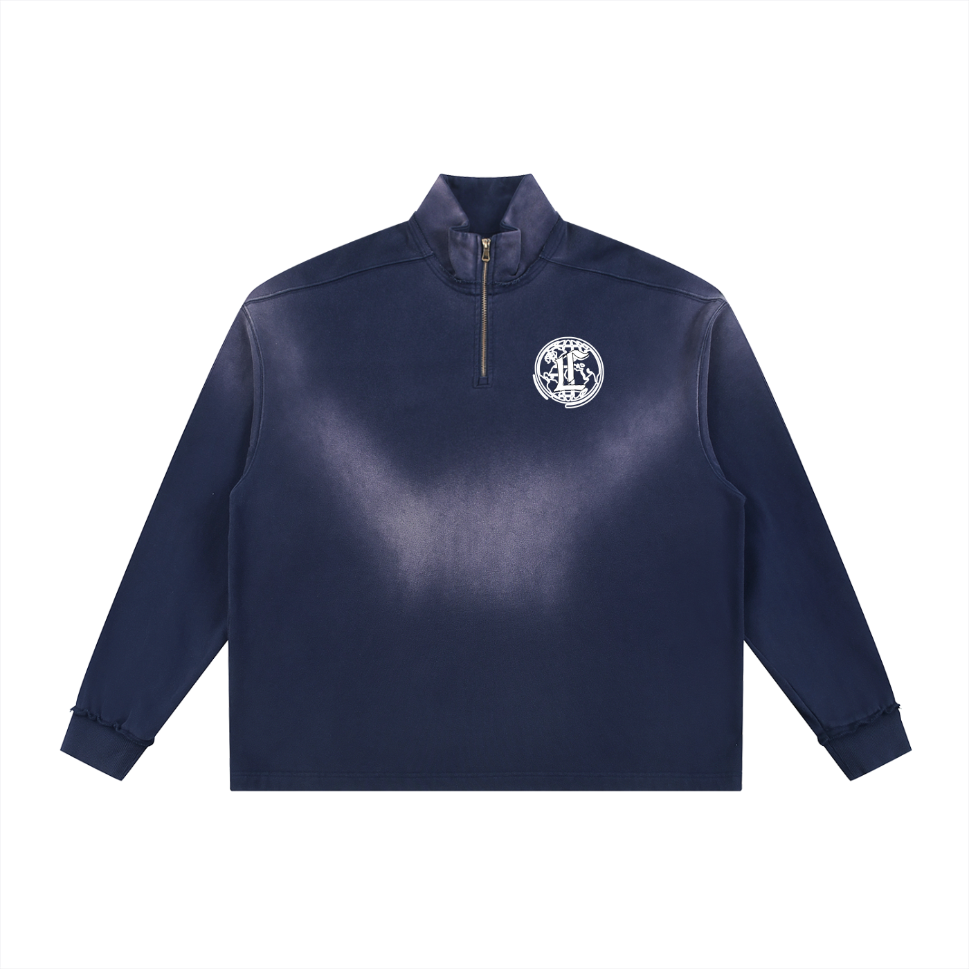 Concentrate Streetwear - CCS - 465gsm Sun Fade Raw Edge Quarter-Zip Sweatshirt