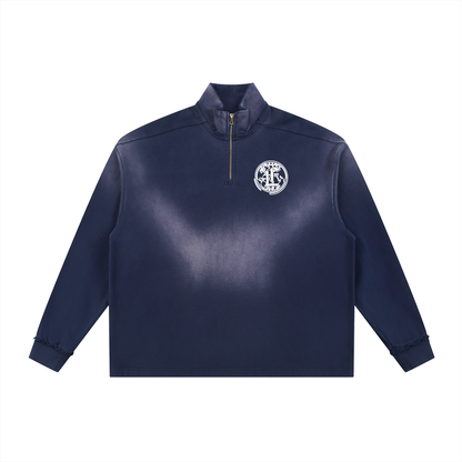 Concentrate Streetwear - CCS - 465gsm Sun Fade Raw Edge Quarter-Zip Sweatshirt
