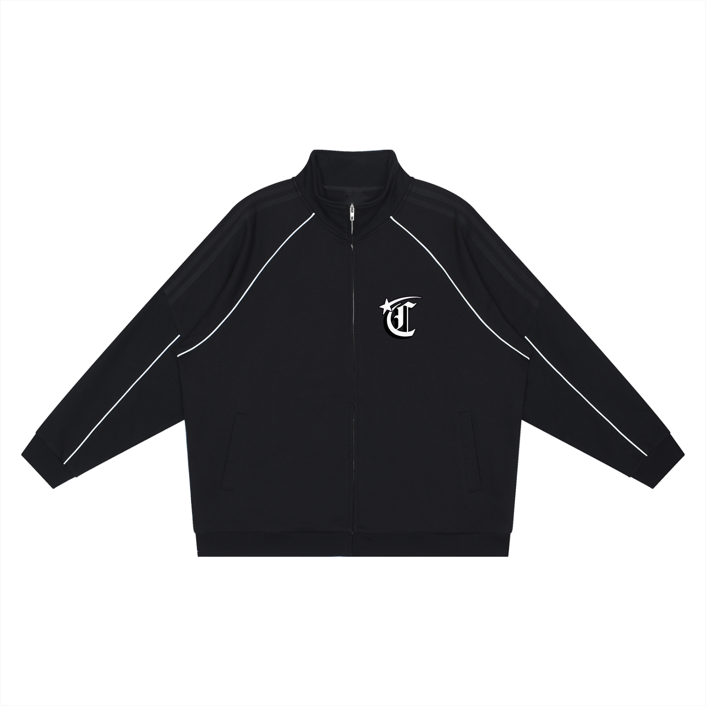 Concentrate Streetwear - Starry Sea - 365gsm Reflection Striped Raglan Sleeve  Jacket